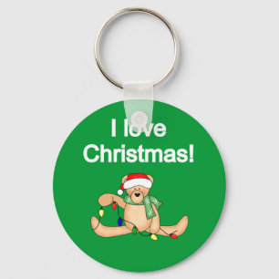 Teddy Bear I Love Christmas Tshirts and Gifts Key Ring