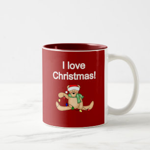 Teddy Bear I Love Christmas Tshirts and Gifts Two-Tone Coffee Mug