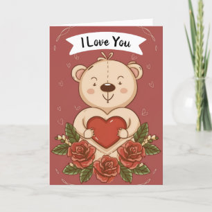Teddy Bear I Love You Holiday Card
