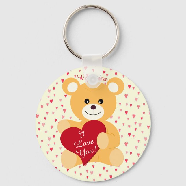 Teddy Bear "I Love You!" Valentine's Day Keychains (Front)