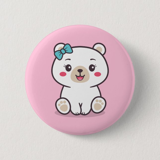 Teddy Bear Illustration 6 Cm Round Badge (Front)