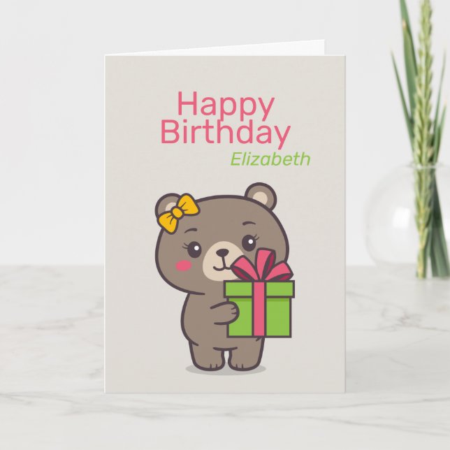 Teddy Bear Illustration Card (Front)
