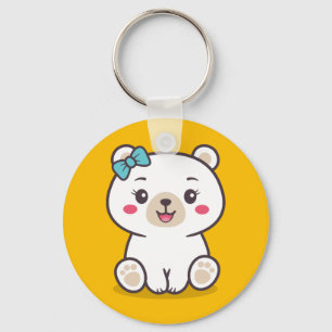 Teddy Bear Illustration Key Ring