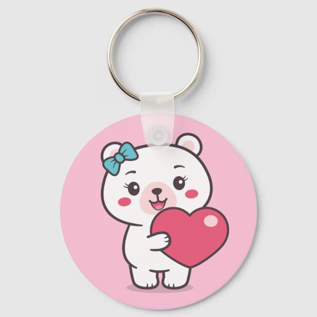 Teddy Bear Illustration Key Ring (Front)