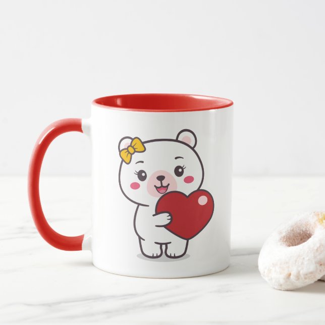 Teddy Bear Illustration Mug (With Donut)