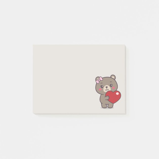 Teddy Bear Illustration Post-it Notes (Front)