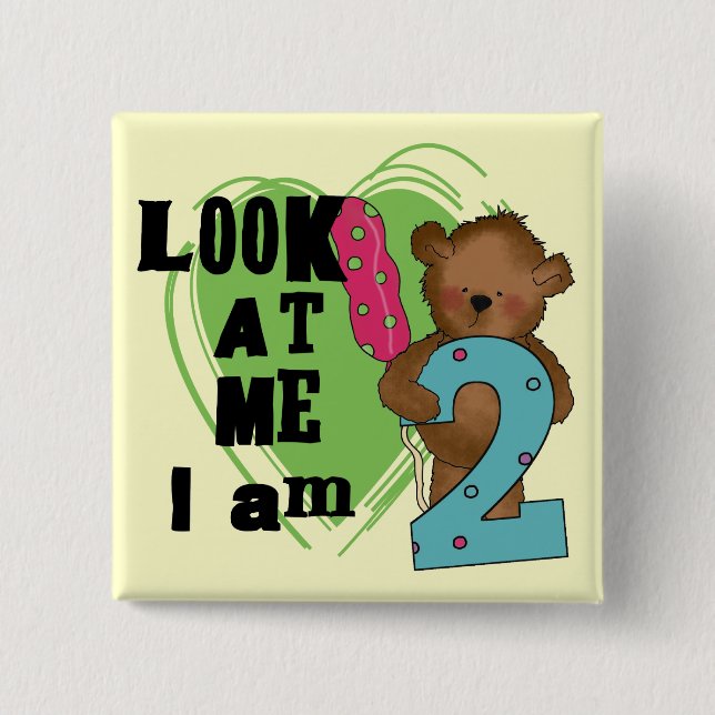 Teddy Bear I'm 2 Birthday T-shirts and Gifts 15 Cm Square Badge (Front)