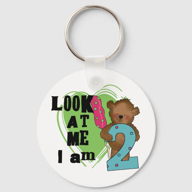Teddy Bear I'm 2 Birthday T-shirts and Gifts Key Ring (Front)
