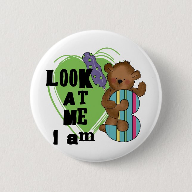 Teddy Bear I'm 3 Birthday Tshirts and Gifts 6 Cm Round Badge (Front)