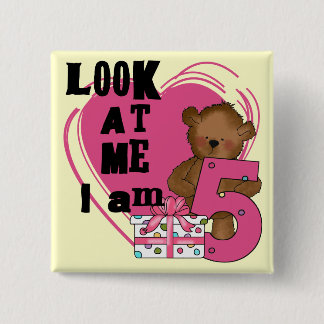 Teddy Bear I'm 5 Birthday T-shirts and Gifts 15 Cm Square Badge
