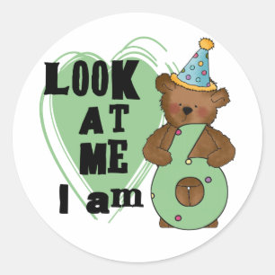 Teddy Bear I'm 6 Birthday T-shirts and Gifts Classic Round Sticker
