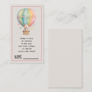 Teddy Bear in a Hot Air Balloon Diaper Raffle Enclosure Card