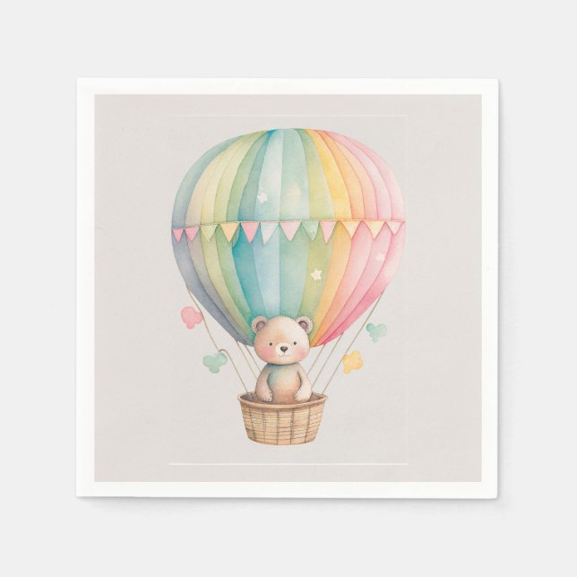 Teddy Bear in a Hot Air Balloon Napkins (Front)