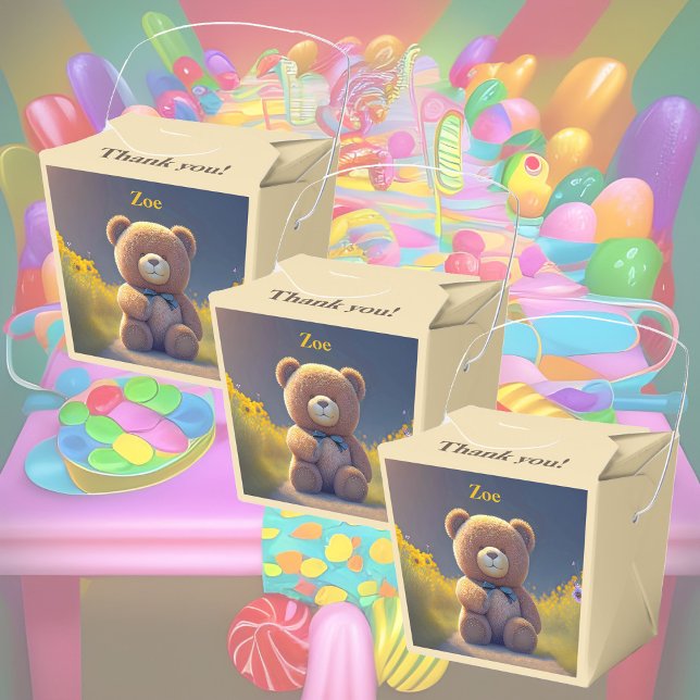 Teddy bear in a meadow, cute custom  favour box (Creator Uploaded)