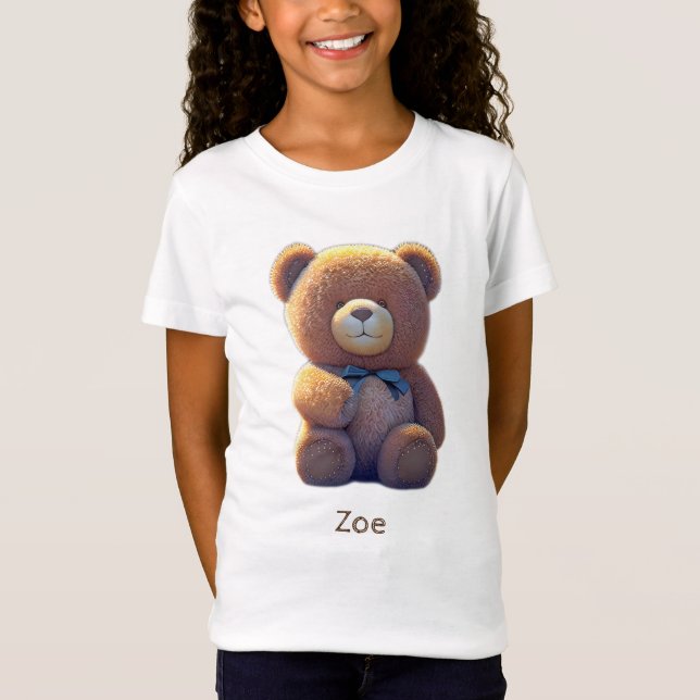 Teddy bear in a meadow, cute kids  T-Shirt (Front)