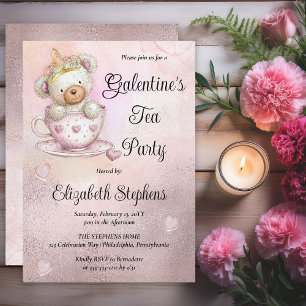 Teddy Bear in a Teacup Galantine's Tea Party Invitation