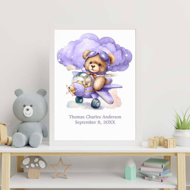 Teddy Bear in Aeroplane Nursery Decor Wall Art (Creator Uploaded)