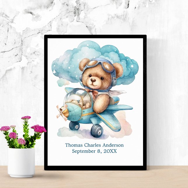 Teddy Bear in Aeroplane Nursery Decor Wall Art (Creator Uploaded)