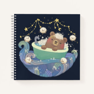 Teddy Bear in Bathtub Boat with Fluffy Monsters Notebook