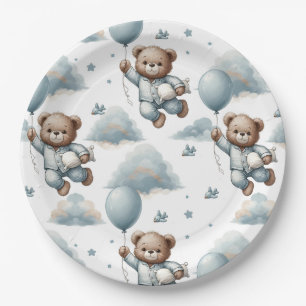 Teddy Bear in Blue Pyjamas  Paper Plate