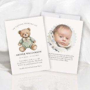 Teddy Bear "In Loving Memory" Child Memorial Card