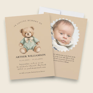 Teddy Bear "In Loving Memory" Infant Loss Memorial Invitation