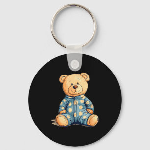 Teddy Bear In Pajama Costume For Bedtime Smiles  Key Ring