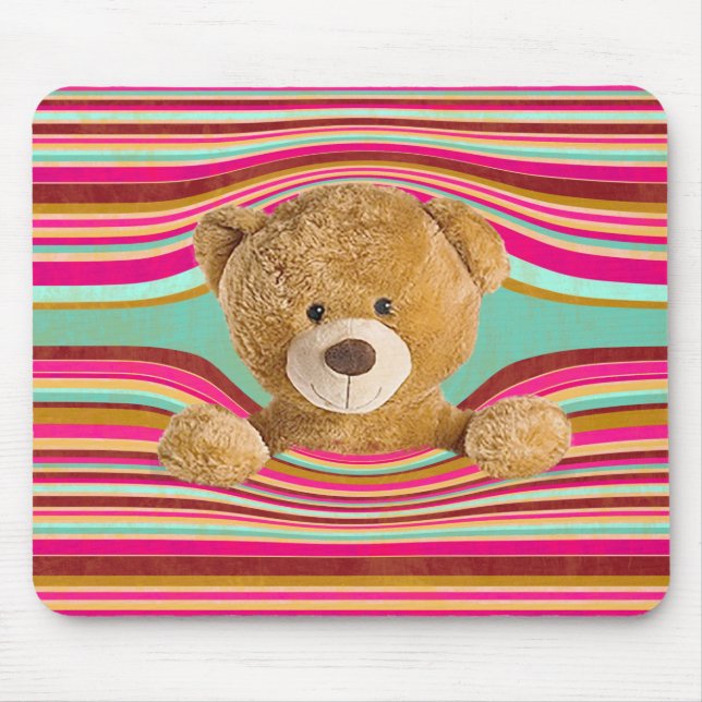 Teddy Bear In Stripes Mouse Pad (Front)