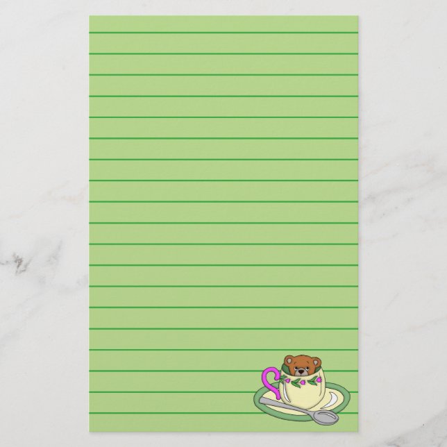 Teddy Bear in Tea Cup Stationery (Front)