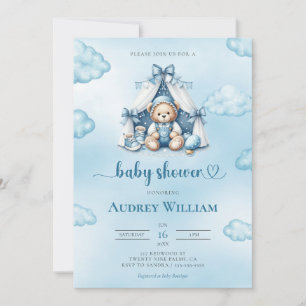 Teddy Bear In Tent Baby Shower Invitation