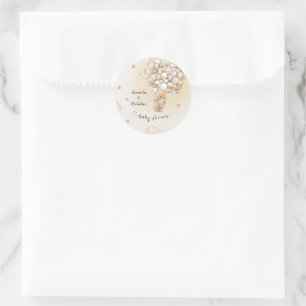 Teddy bear in the hot air balloon boho classic round sticker