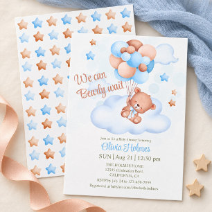 Teddy Bear in the Sky Baby Shower Invitation
