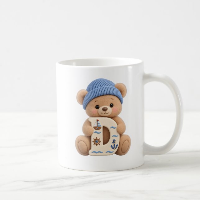 Teddy Bear Initial D Alphabet Mug For Him (Right)