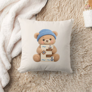 Teddy Bear Initial Nursery & Boys Room Cushion
