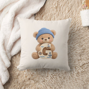 Teddy Bear Initial Nursery & Boys Room Cushion