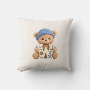 Teddy Bear Initial Nursery & Boys Room Cushion