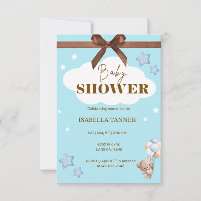 Teddy Bear Invintation RSVP Card (Front)