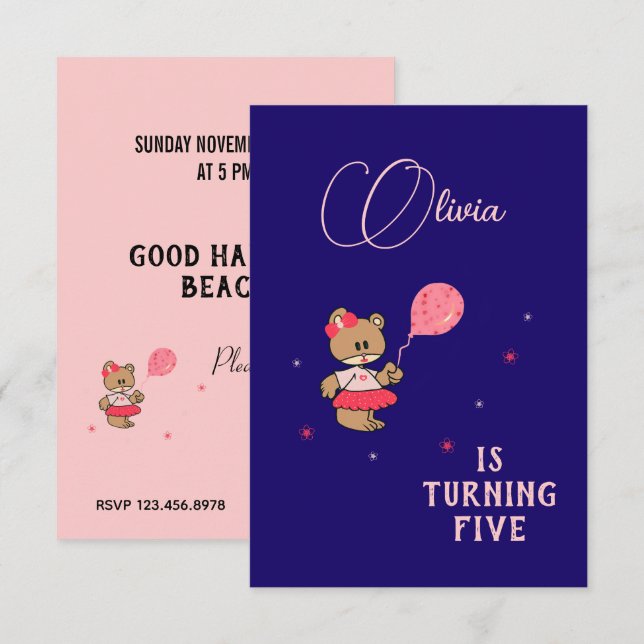 Teddy bear invitation (Front/Back)