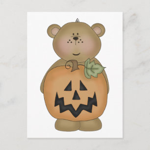 Teddy Bear Jack O'Lantern Postcard