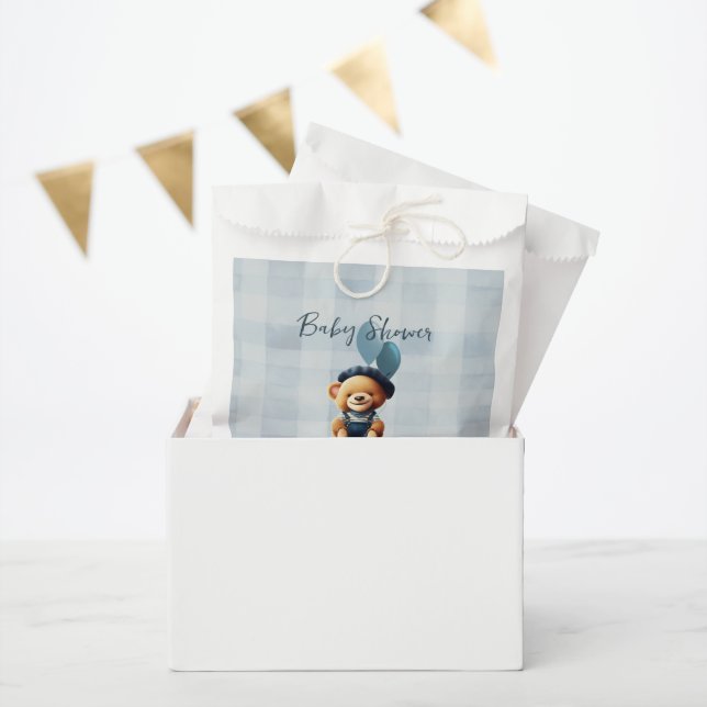 Teddy Bear Jean Baby Shower Blue Favour Bags (Party)