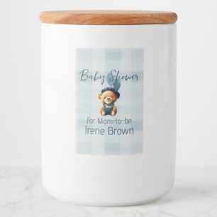 Teddy Bear Jean Baby Shower Blue Food Label