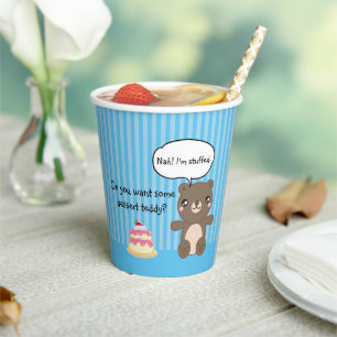 Teddy bear kawaii cartoon funny kids joke paper cups