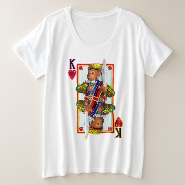 Teddy Bear King of Hearts Plus Size T-Shirt (Design Front)
