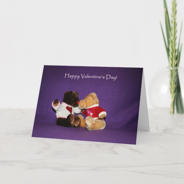 Teddy Bear Kiss Valentine's Day Card (Front)