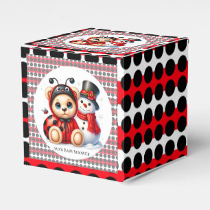 Teddy Bear Ladybug with Snowman Baby Shower Favour Box