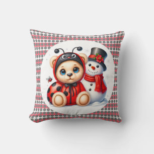 Teddy Bear Ladybug with Snowman Baby Shower Gift Cushion
