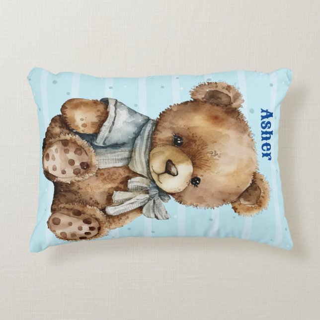 Teddy Bear large pillow, Personalisation available Decorative Cushion (Front)