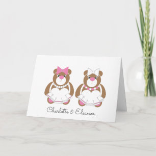 Teddy bear lesbian wedding congratulations cute card
