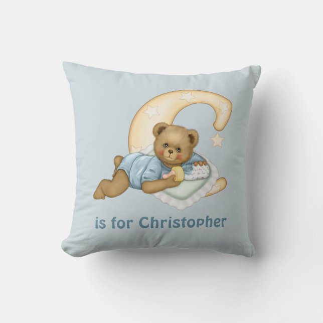 Teddy Bear Letter C Monogram -Customise Cushion (Front)