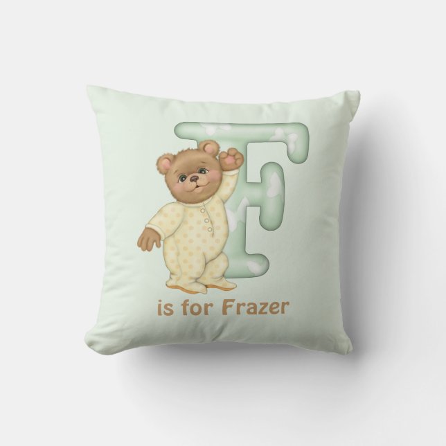 Teddy Bear Letter F Monogram Pillow (Front)